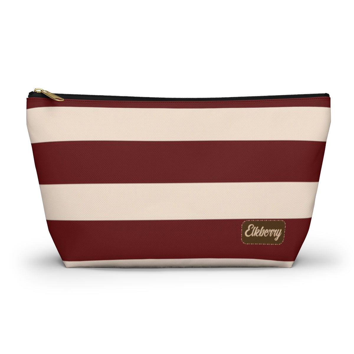 Big Bottom Zipper Pouch - Berry/Cream Stripes