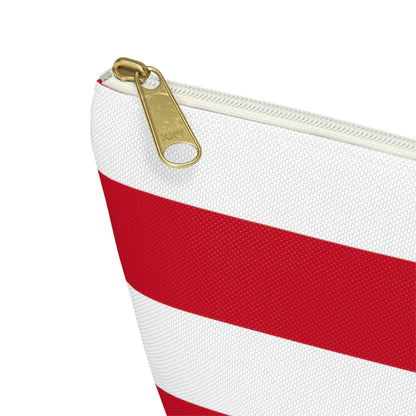 Big Bottom Zipper Pouch - Red/White Stripes