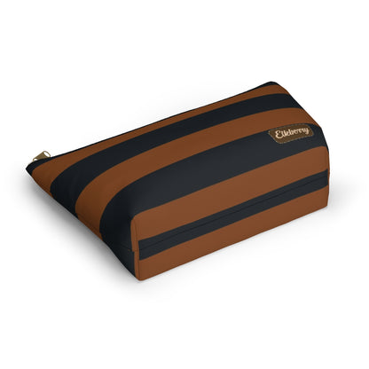 Big Bottom Zipper Pouch - Pumpkin/Navy Stripes