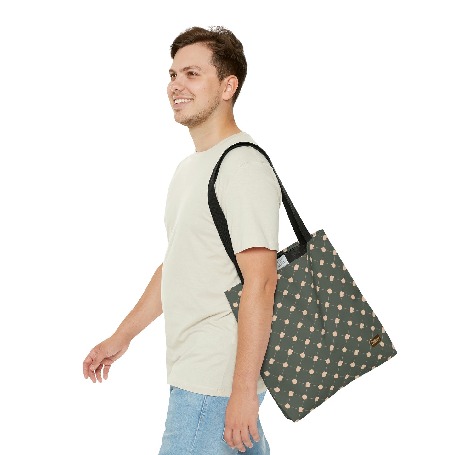 Lightweight Tote Bag - Cat & Dog in Sage