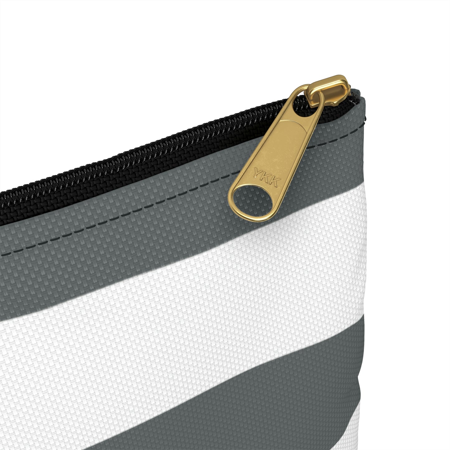 Flat Zipper Pouch - Charcoal Gray/White Stripes