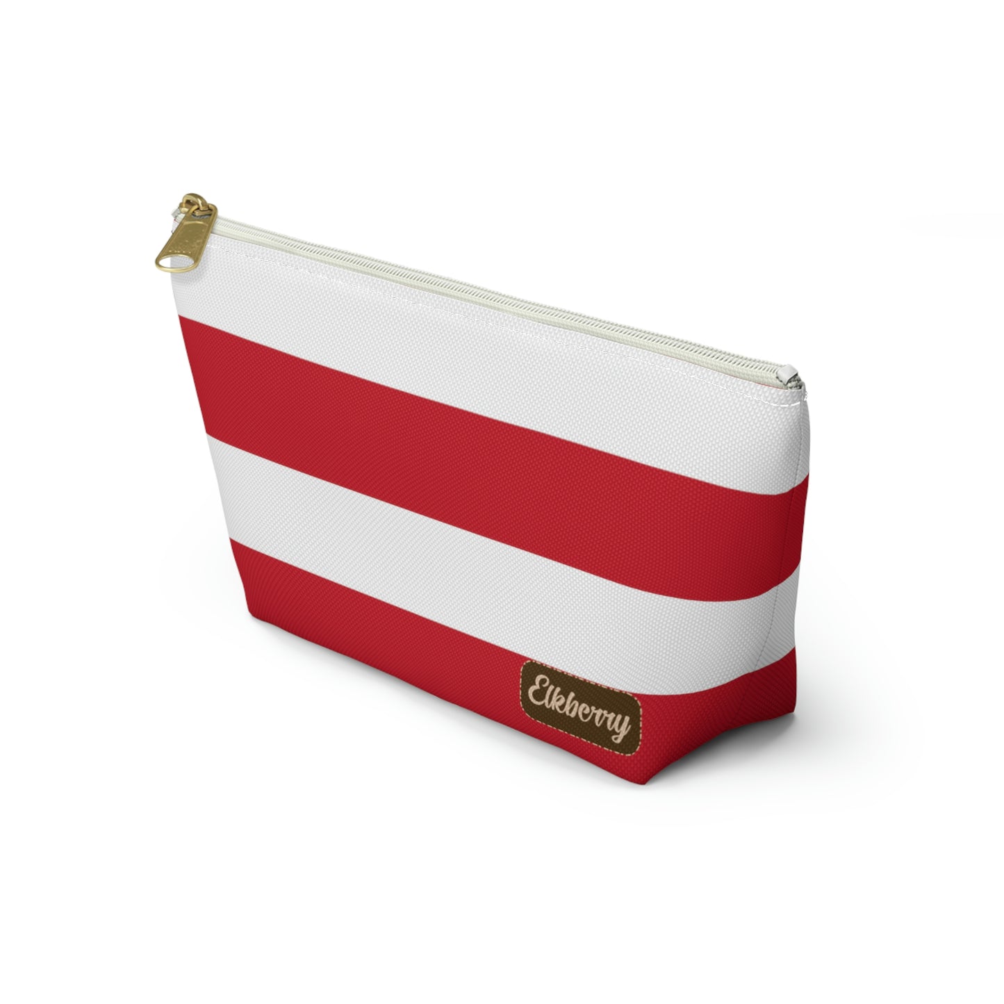 Big Bottom Zipper Pouch - Red/White Stripes