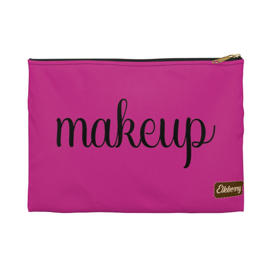 Flat Zipper Pouch - Makeup on Magenta