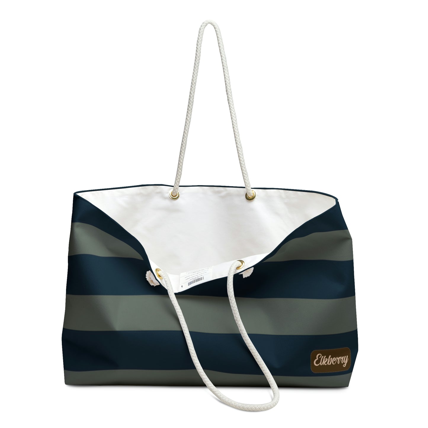 Weekender Tote Bag - Sage/Navy Stripes