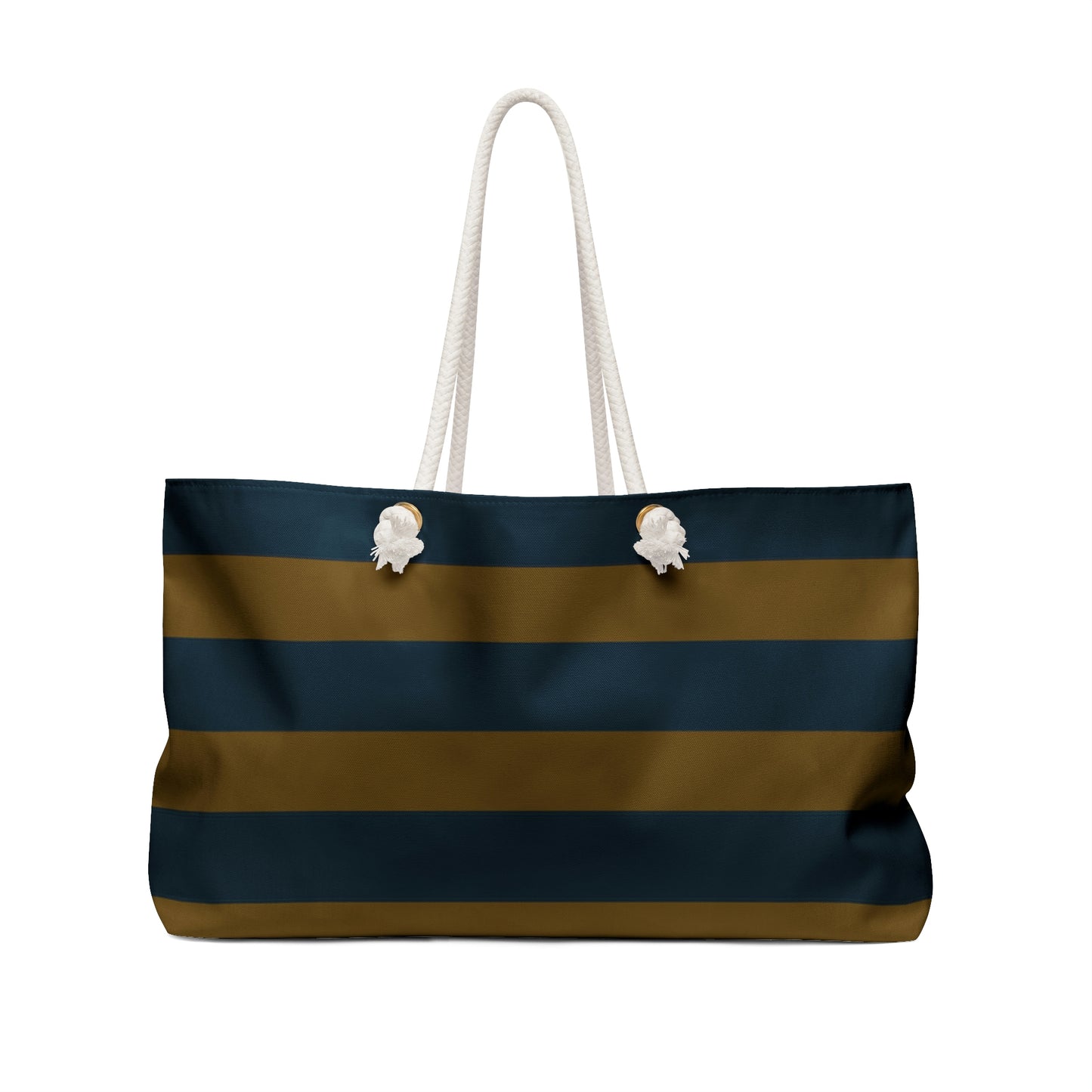 Weekender Tote Bag - Mustard/Navy Stripes