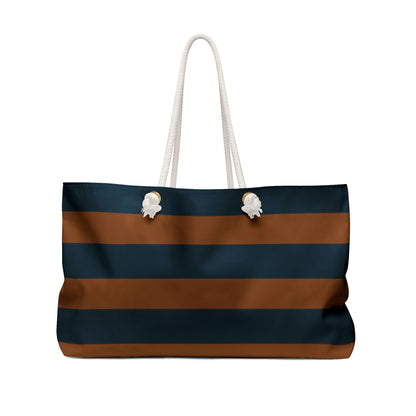 Weekender Tote Bag - Pumpkin/Navy Stripes
