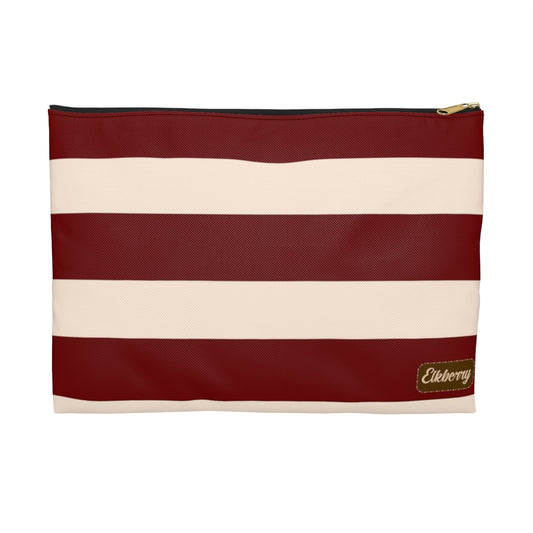 Flat Zipper Pouch - Berry/Cream Stripes