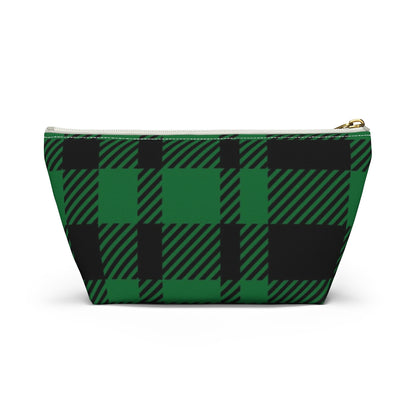 Big Bottom Zipper Pouch - Green Buffalo Check, Green Plaid