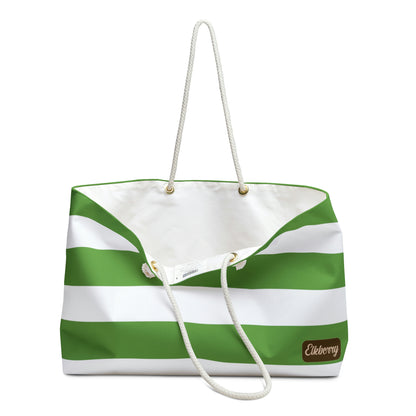 Weekender Tote Bag - Lime Green/White Stripes