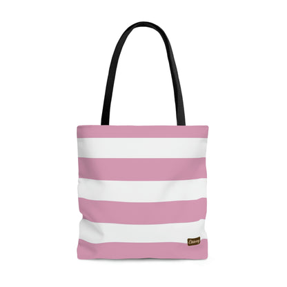 Lightweight Tote Bag - Baby Pink/White Stripes