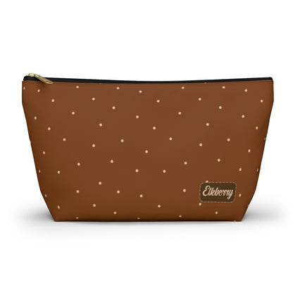 Big Bottom Zipper Pouch - Dots on Pumpkin