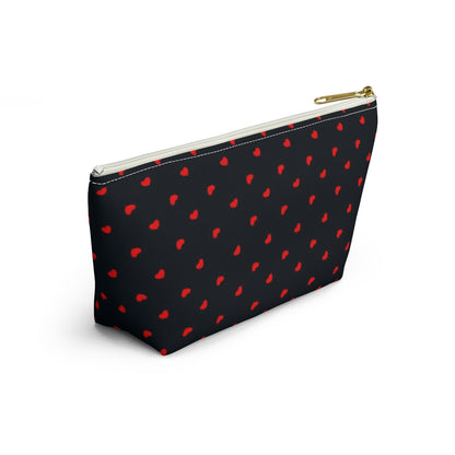 Big Bottom Zipper Pouch - Hearts on Navy