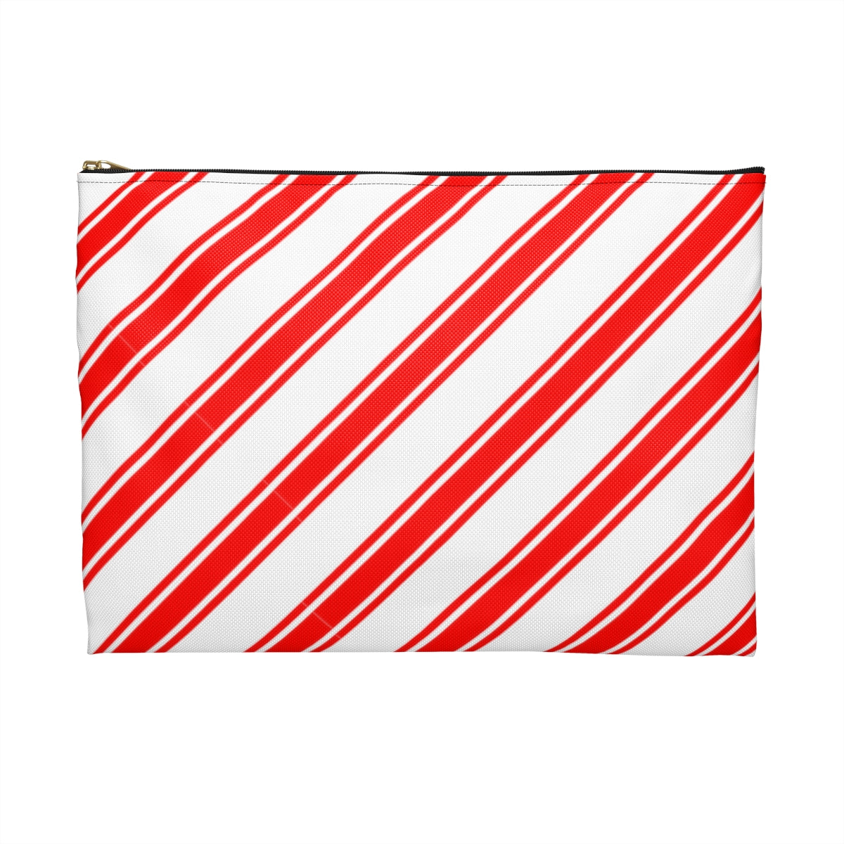 Flat Zipper Pouch - Peppermint Candy Cane Stripes