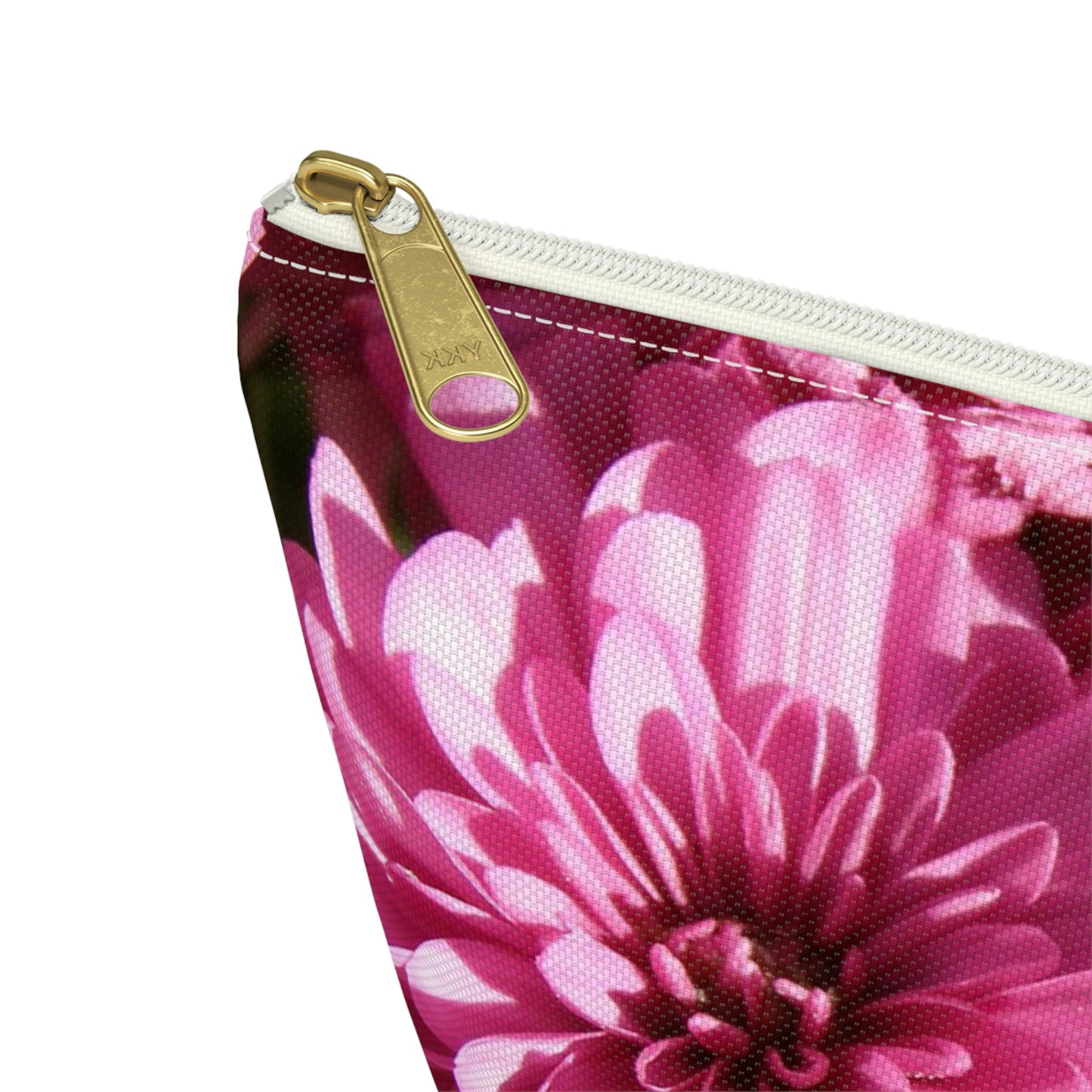 Big Bottom Zipper Pouch - Pink Mums