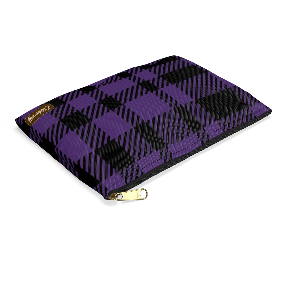 Flat Zipper Pouch - Purple Buffalo Check, Purple Plaid