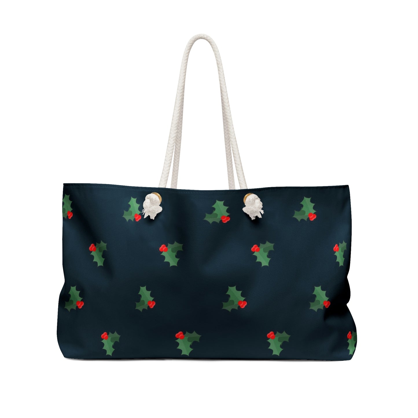 Weekender Tote Bag - Holly Berries & Leaves on Navy