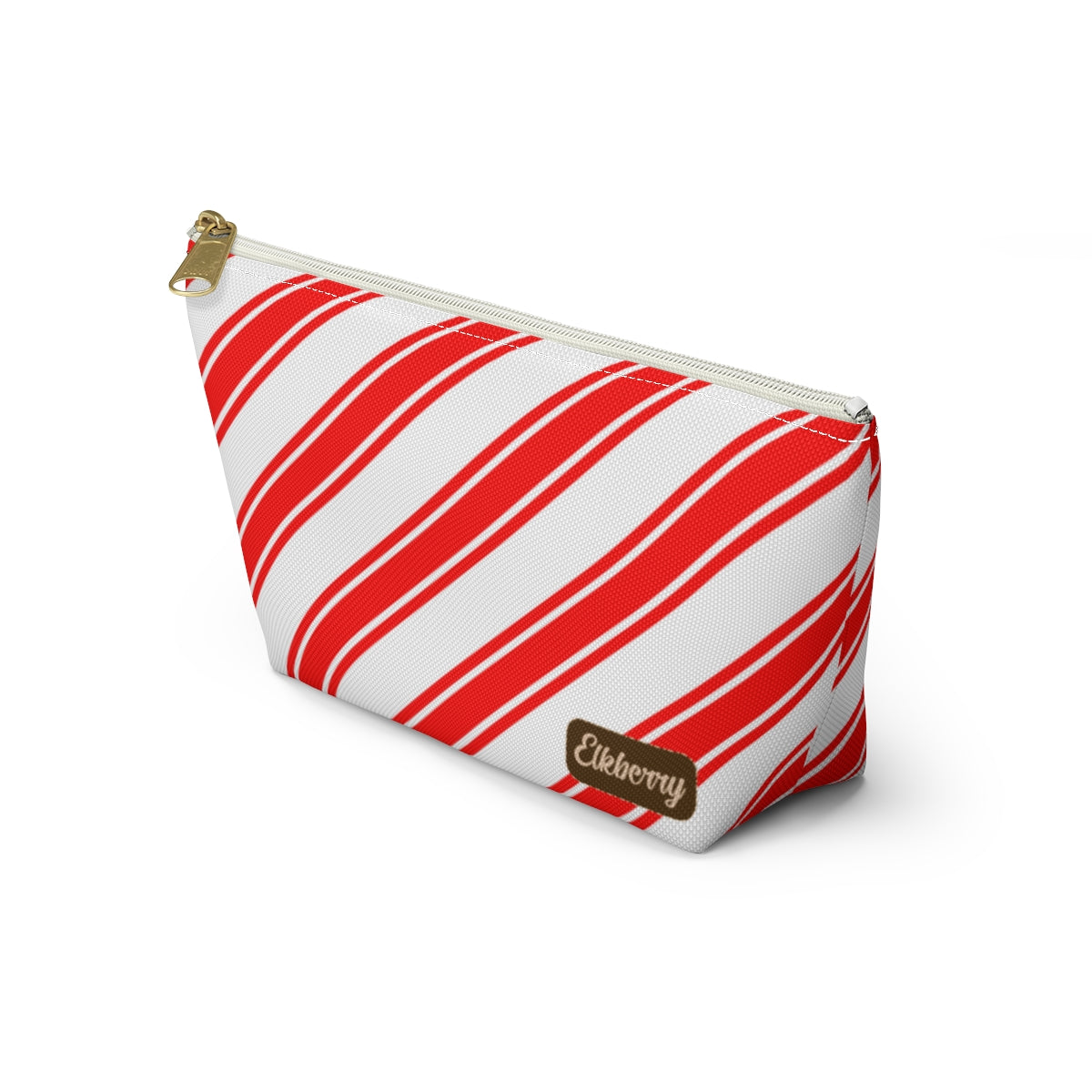 Big Bottom Zipper Pouch - Peppermint Candy Cane Stripes