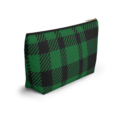 Big Bottom Zipper Pouch - Green Buffalo Check, Green Plaid