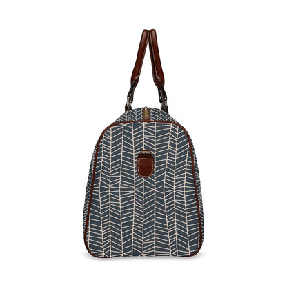 Herringbone - Navy Waterproof Travel Bag (Large)