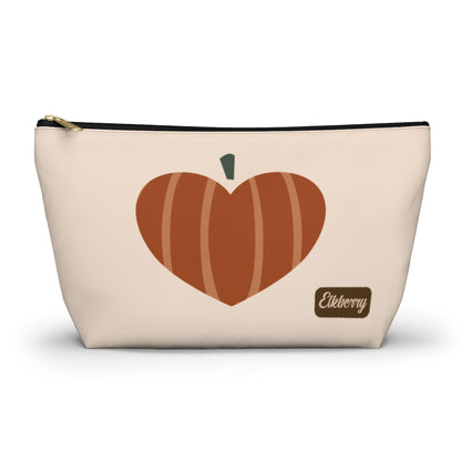 Big Bottom Zipper Pouch - Pumpkin Heart