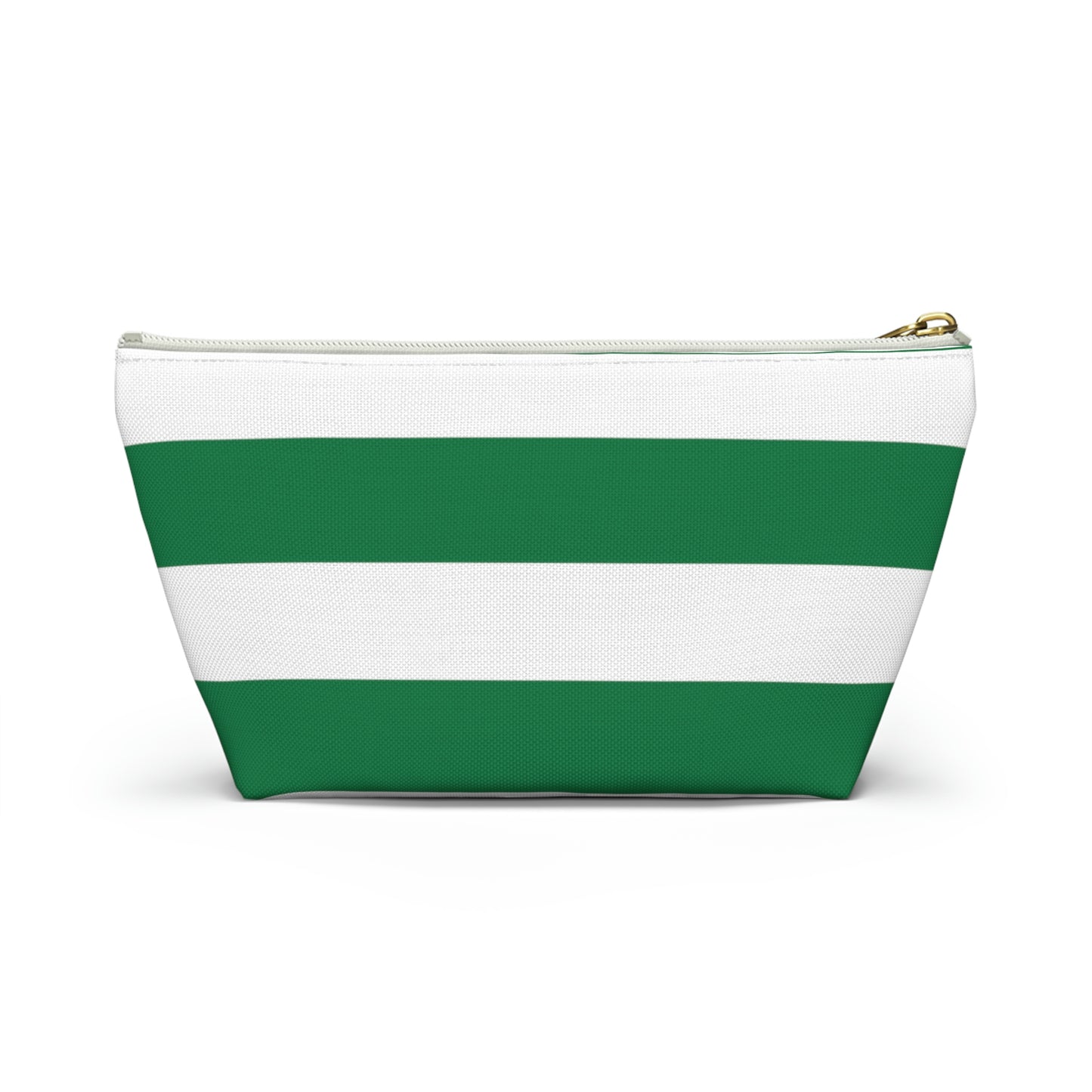 Big Bottom Zipper Pouch - Kelly Green/White Stripes