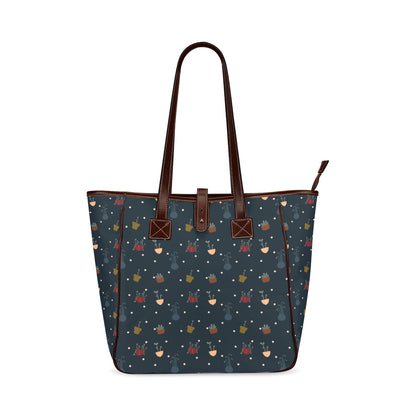 Potted Plants - Navy Classic Tote Handbag