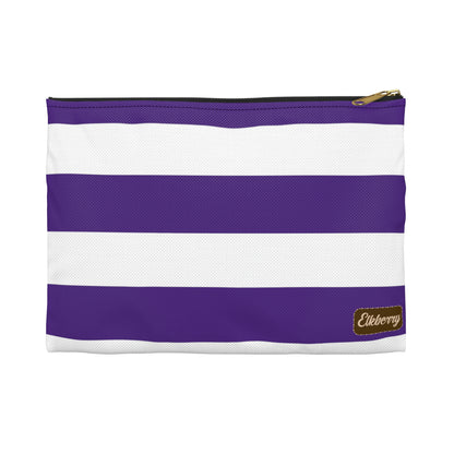 Flat Zipper Pouch - Purple/White Stripes