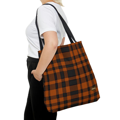 Lightweight Tote Bag - Orange Buffalo Check, Orange Plaid