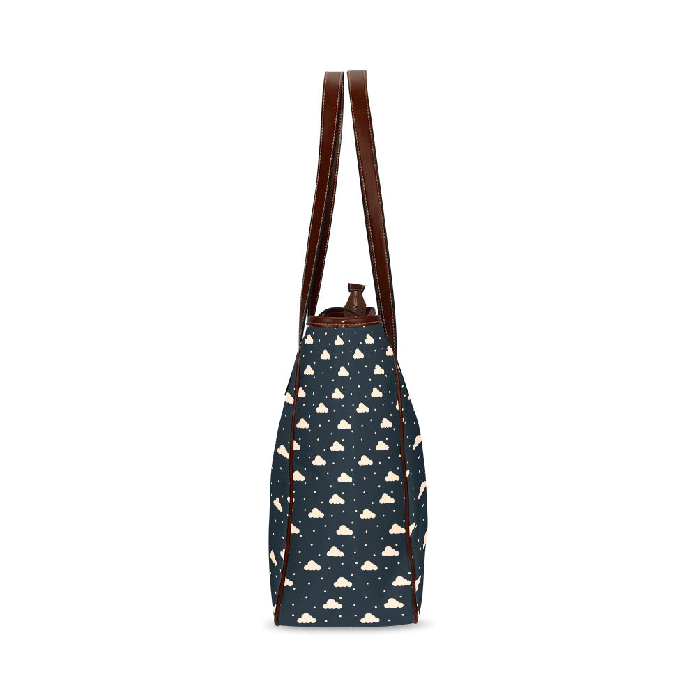 Clouds - Navy Classic Tote Handbag