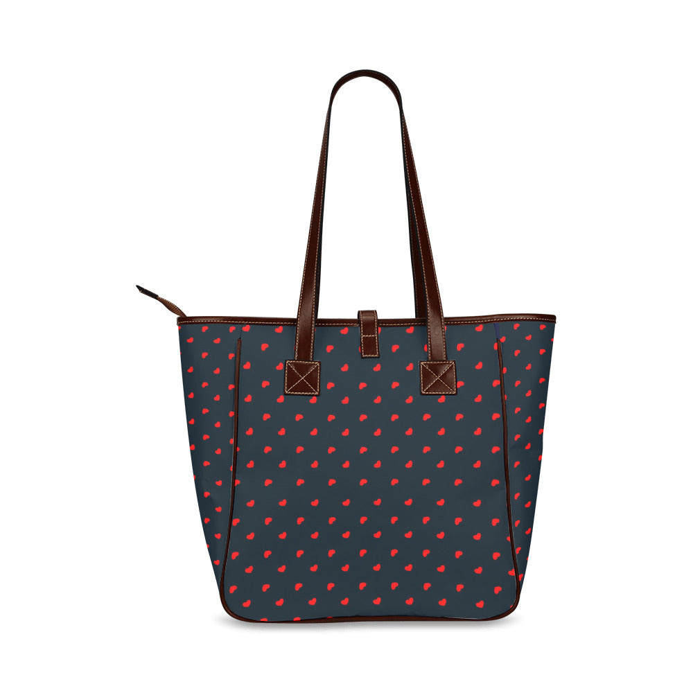 Red Hearts on Navy Classic Tote Handbag