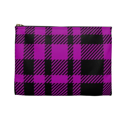 Flat Zipper Pouch - Pink Buffalo Check, Pink Plaid