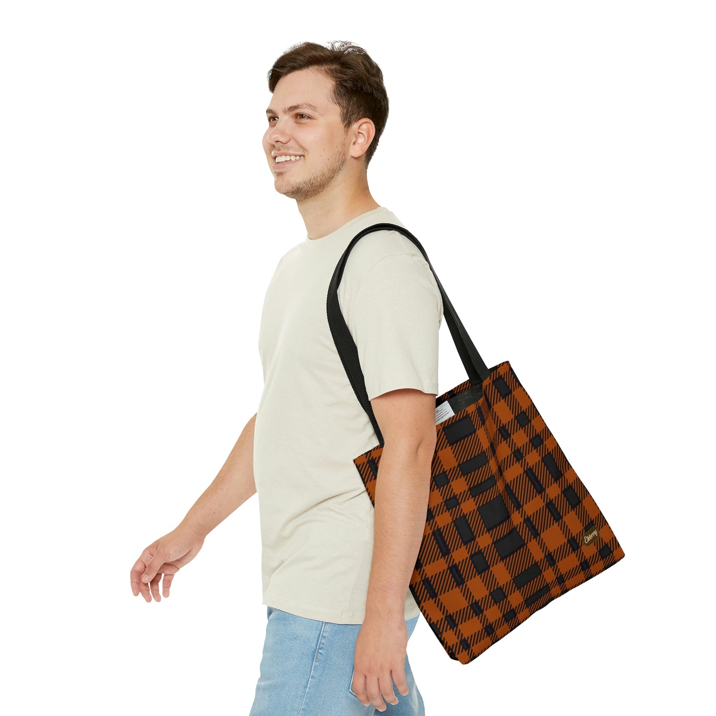 Lightweight Tote Bag - Orange Buffalo Check, Orange Plaid