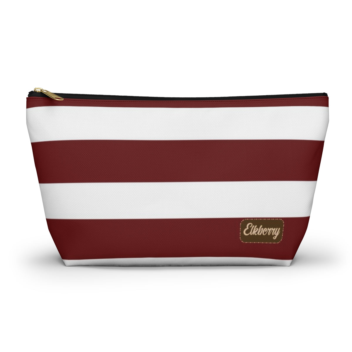 Big Bottom Zipper Pouch - Berry/White Stripes