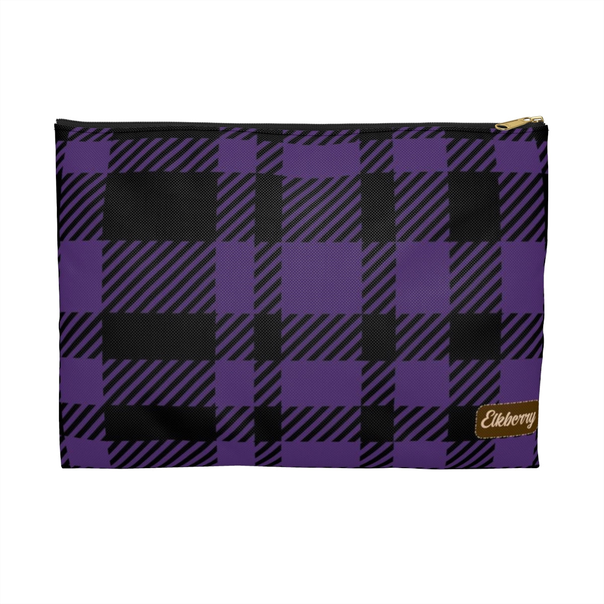 Flat Zipper Pouch - Purple Buffalo Check, Purple Plaid