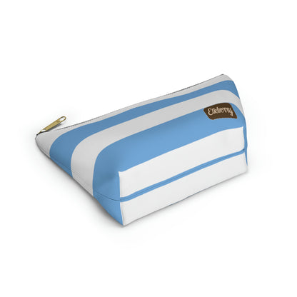 Big Bottom Zipper Pouch - Light Blue/White Stripes