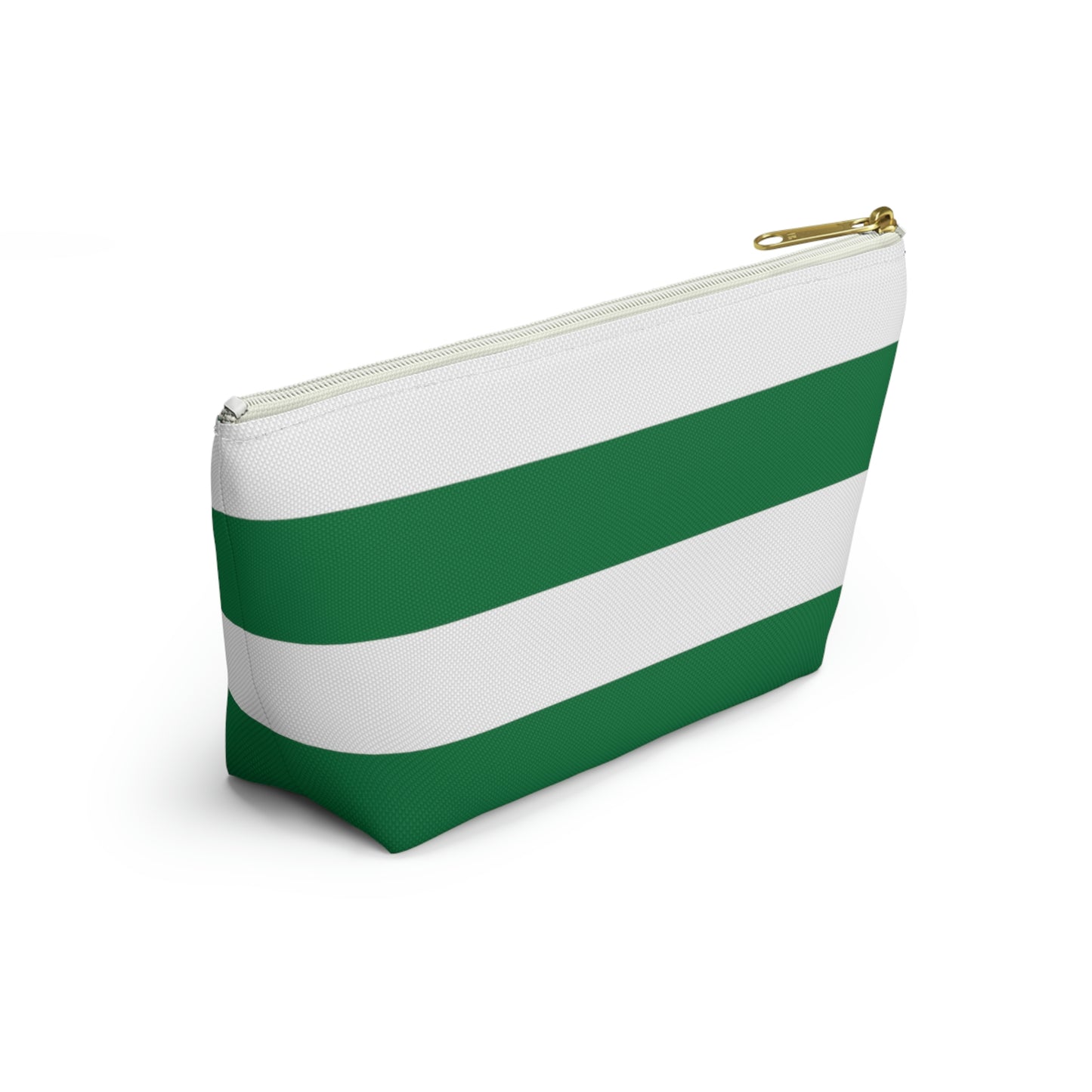 Big Bottom Zipper Pouch - Kelly Green/White Stripes