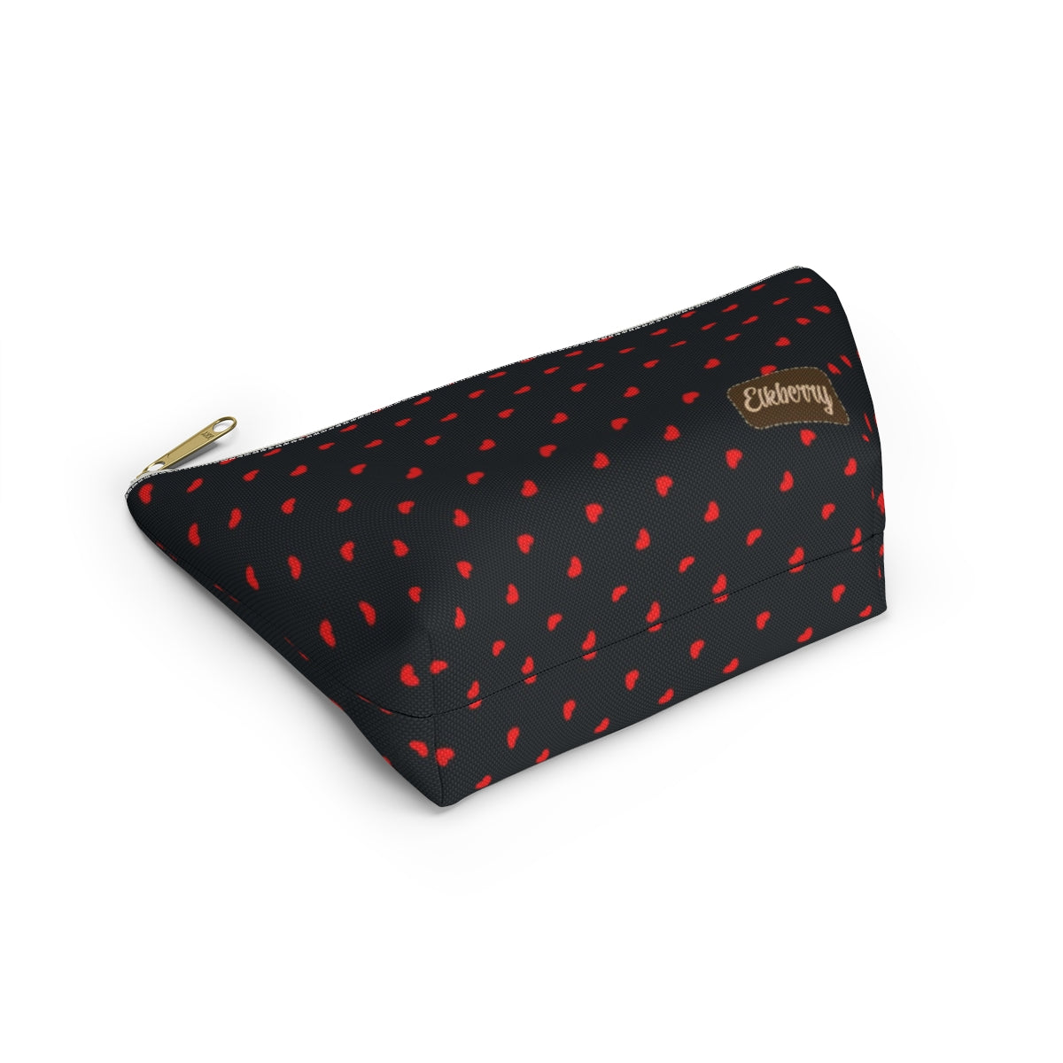 Big Bottom Zipper Pouch - Hearts on Navy