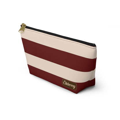 Big Bottom Zipper Pouch - Berry/Cream Stripes