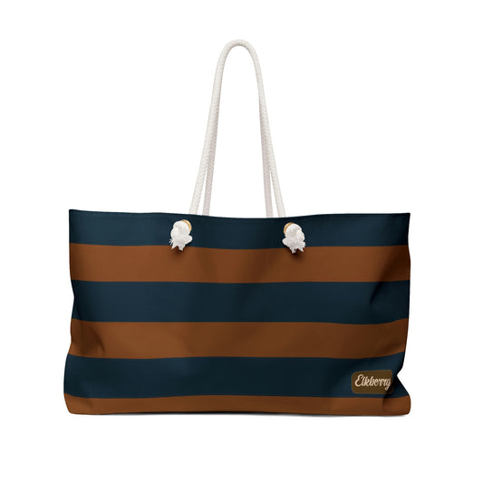 Weekender Tote Bag - Pumpkin/Navy Stripes