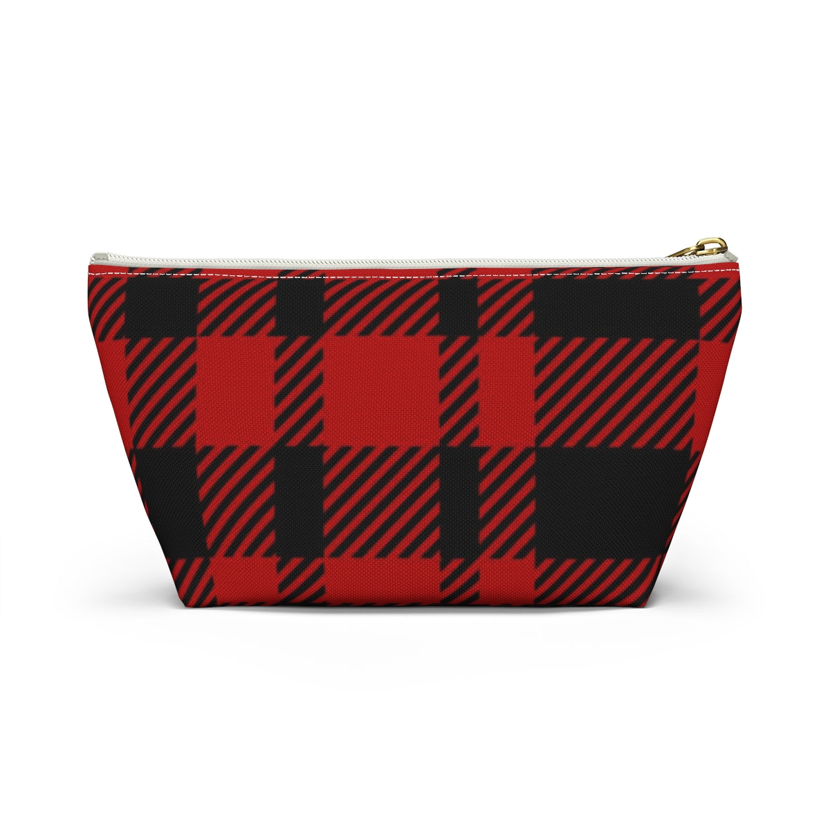 Big Bottom Zipper Pouch - Red Buffalo Check, Red Plaid