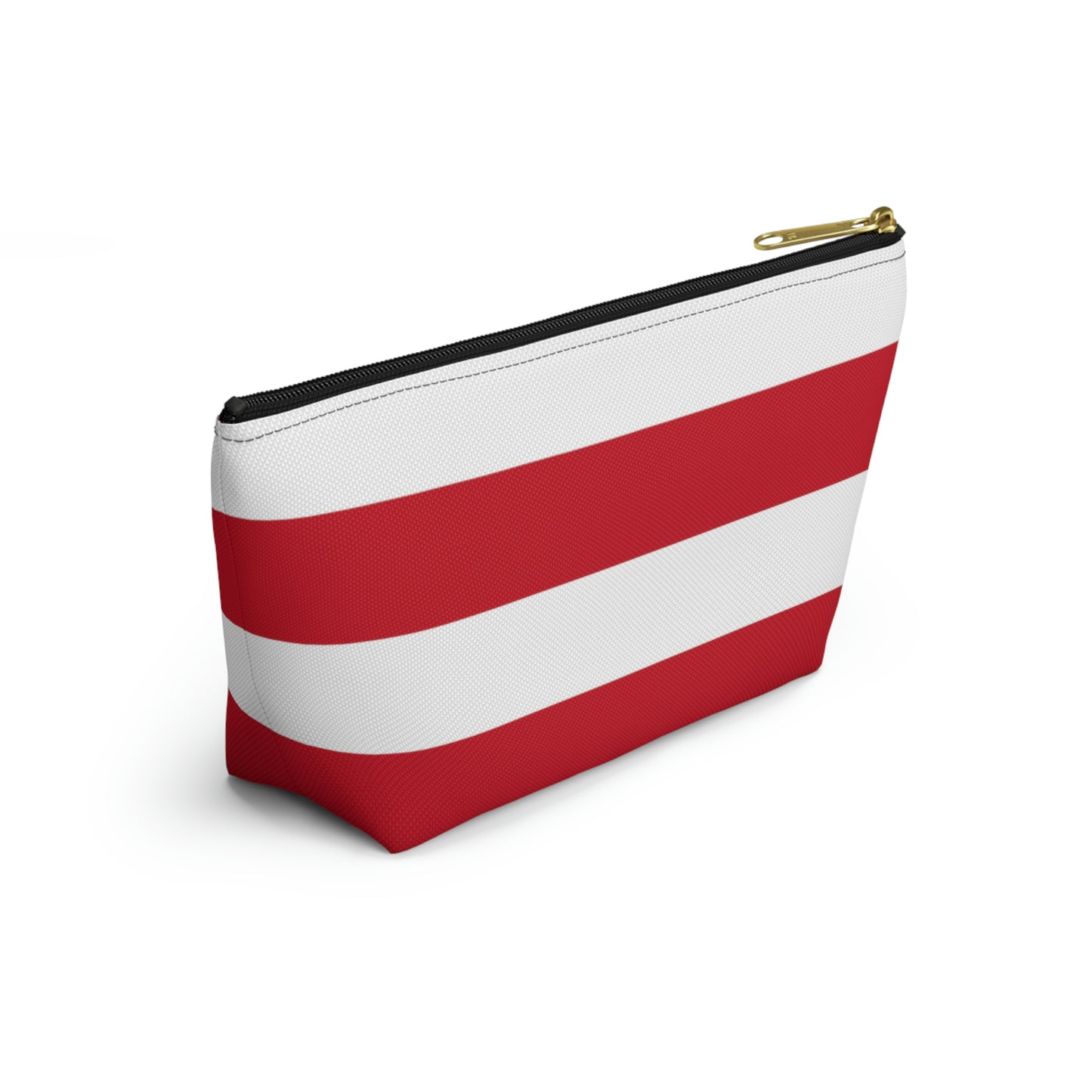 Big Bottom Zipper Pouch - Red/White Stripes