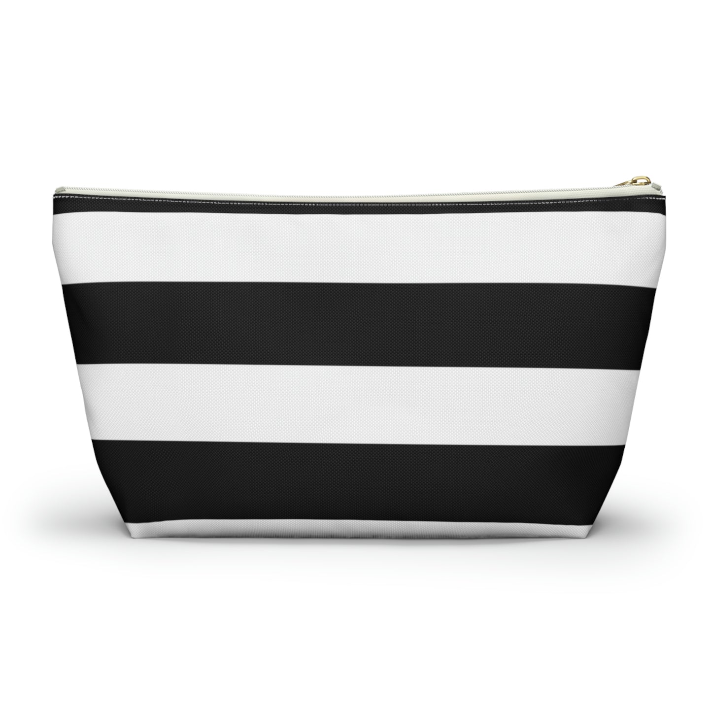 Big Bottom Zipper Pouch - Black/White Stripes