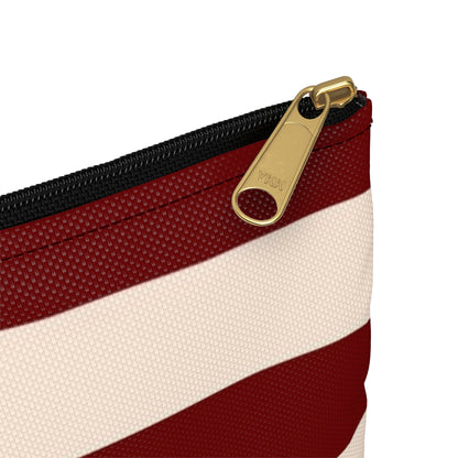 Flat Zipper Pouch - Berry/Cream Stripes