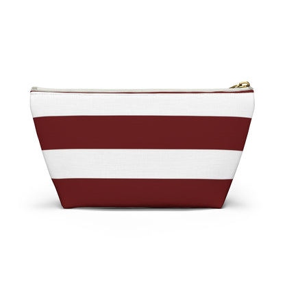 Big Bottom Zipper Pouch - Berry/White Stripes