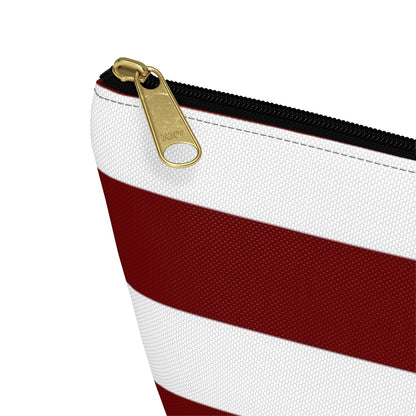 Big Bottom Zipper Pouch - Berry/White Stripes