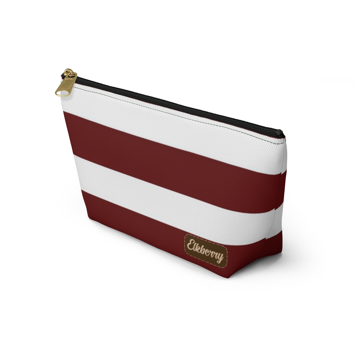 Big Bottom Zipper Pouch - Berry/White Stripes