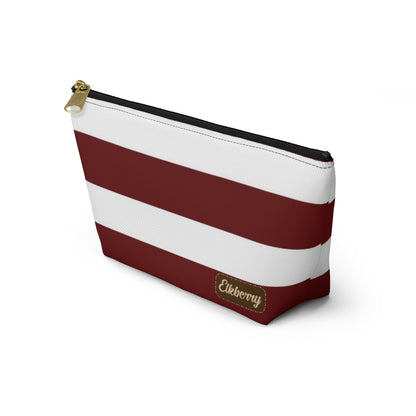 Big Bottom Zipper Pouch - Berry/White Stripes