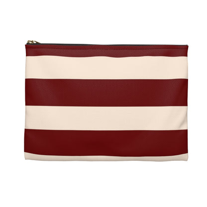 Flat Zipper Pouch - Berry/Cream Stripes