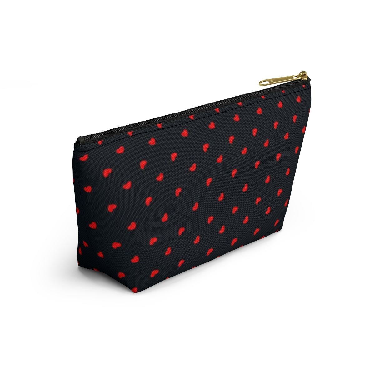 Big Bottom Zipper Pouch - Hearts on Navy