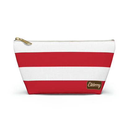 Big Bottom Zipper Pouch - Red/White Stripes